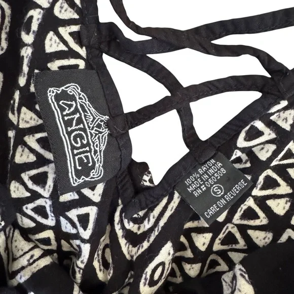 Angie Jumpsuit Strapless Wide Leg Black White Size S - Picture 3 of 5